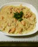 海老といか明太の豆乳クリームパスタ