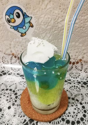 ポッチャマカラーのキラキラ☆寒天ジュース-レシピのメイン写真