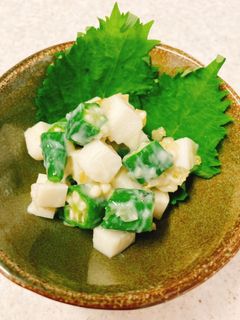 かまぼことオクラのわさび漬け和え-レシピのメイン写真