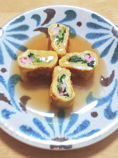 豆苗とカマボコのダシ巻き卵-レシピのメイン写真