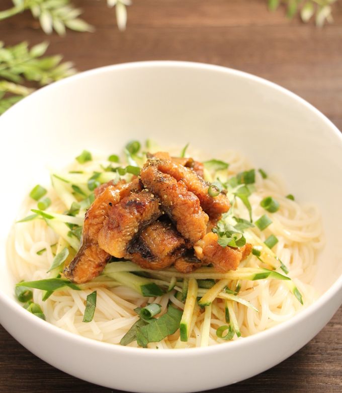 簡単！冷たい鰻そうめん　汁なしまぜそば-レシピのメイン写真