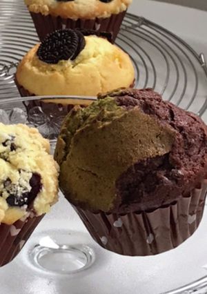 チョコレートand抹茶のマーブルマフィン-レシピのメイン写真