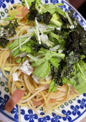 水菜とベーコンのわさびパスタ-レシピのメイン写真
