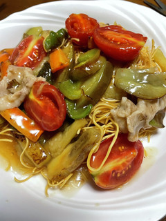 水ナスとトマトで皿うどん-レシピのメイン写真