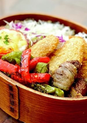 わっぱ弁当＊パプリカ焼き浸しとアジフライ-レシピのメイン写真
