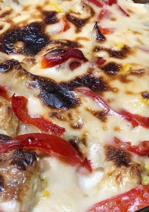 鶏肉団子と赤パプリカのチーズグラタン♬-レシピのメイン写真