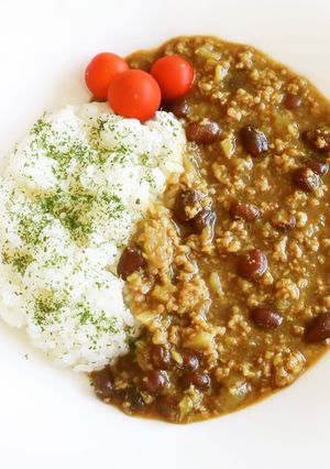 レンジで!小豆の水煮と豚ひき肉のカレー-レシピのメイン写真