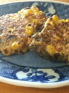 とうもろこしともずくと小エビのお焼き-レシピのメイン写真
