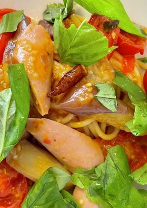 お魚ソーセージと夏野菜のパスタ-レシピのメイン写真