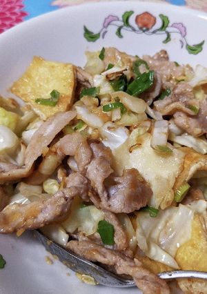 豚肉キャベツお揚げの味噌マヨ丼！-レシピのメイン写真