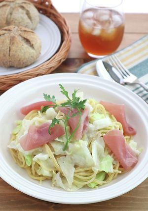 生ハムとキャベツのワンポットパスタ-レシピのメイン写真