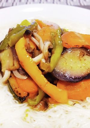 超簡単!夏野菜のカレーマリネそうめん!-レシピのメイン写真