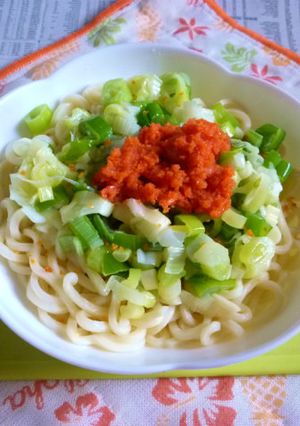 醤油うどん風冷やしうどん43～白ねぎ明太-レシピのメイン写真