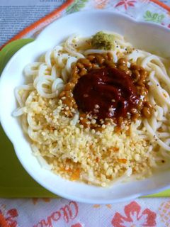 醤油うどん風冷やしうどん44納豆トマト味-レシピのメイン写真