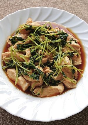 【動画レシピ】鶏むね肉と豆苗の甘酢蒸し-レシピのメイン写真
