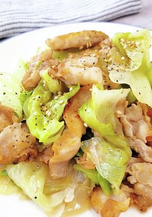 豚バラとシャキシャキレタスの塩レモン炒め-レシピのメイン写真