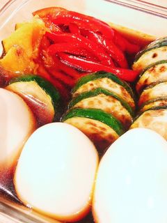 夏野菜と半熟卵の焼き浸し-レシピのメイン写真
