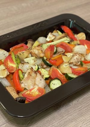 石窯ドームでお野菜とチキンのグリル-レシピのメイン写真