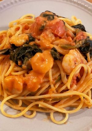 20分で超簡単!海老トマトクリームパスタ-レシピのメイン写真