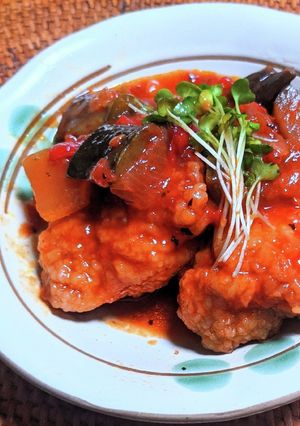 鶏の唐揚げラタトゥイユ煮込み-レシピのメイン写真