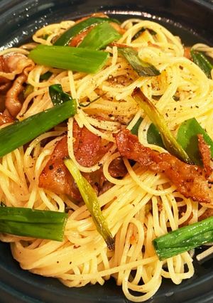 九条ネギと豚バラのペペロンチーノ-レシピのメイン写真
