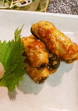 ヒラタケ豚巻き辛味噌味-レシピのメイン写真