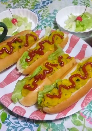 カレー味かぼちゃドッグ♪ハロウィン-レシピのメイン写真