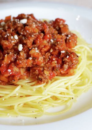 ダシ香るミートソーススパゲティ-レシピのメイン写真