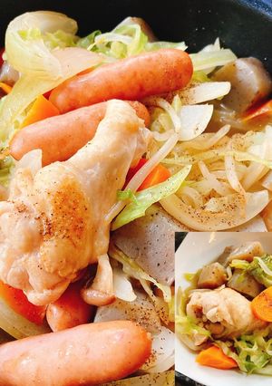 残り野菜とこんにゃくのバター醤油煮物-レシピのメイン写真