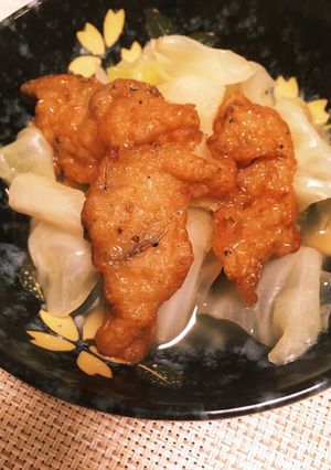 キャベツとじゃこちぎり天の煮物-レシピのメイン写真