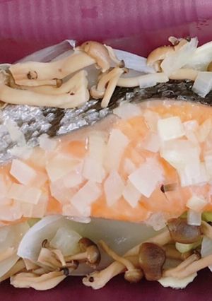 レンジで簡単ヘルシー！鮭と野菜蒸し-レシピのメイン写真
