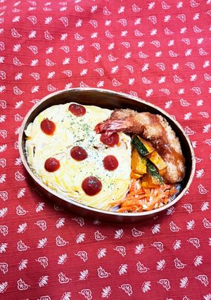 オムライス海老フライ弁当。-レシピのメイン写真