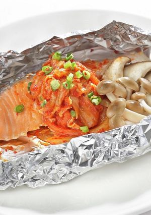 鮭×きのこ×キムチのホイル焼き-レシピのメイン写真