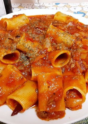 牛すじのホロホロトマト煮パスタ-レシピのメイン写真