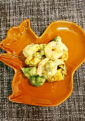 カボチャとエビマヨサラダ-レシピのメイン写真