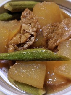 冬瓜とおくらと油揚げの煮物-レシピのメイン写真