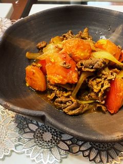 牛細切れとトマトのカレー炒め-レシピのメイン写真
