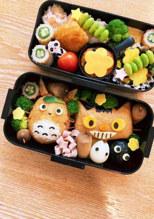 キャラ弁　トトロ＆ネコバス　いなり寿司-レシピのメイン写真