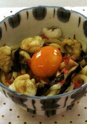 アンコウの釜玉うどん-レシピのメイン写真