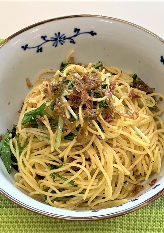 水菜と梅の極み！和風パスタ-レシピのメイン写真