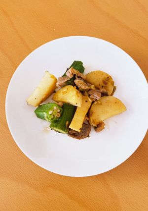 超簡単！長芋とオクラの麺つゆ炒め-レシピのメイン写真