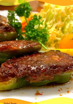 陶板焼きのタレを使ったピーマンの肉詰め-レシピのメイン写真