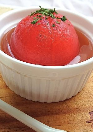 動画レシピトマト白だしめんつゆ冷製スープ-レシピのメイン写真