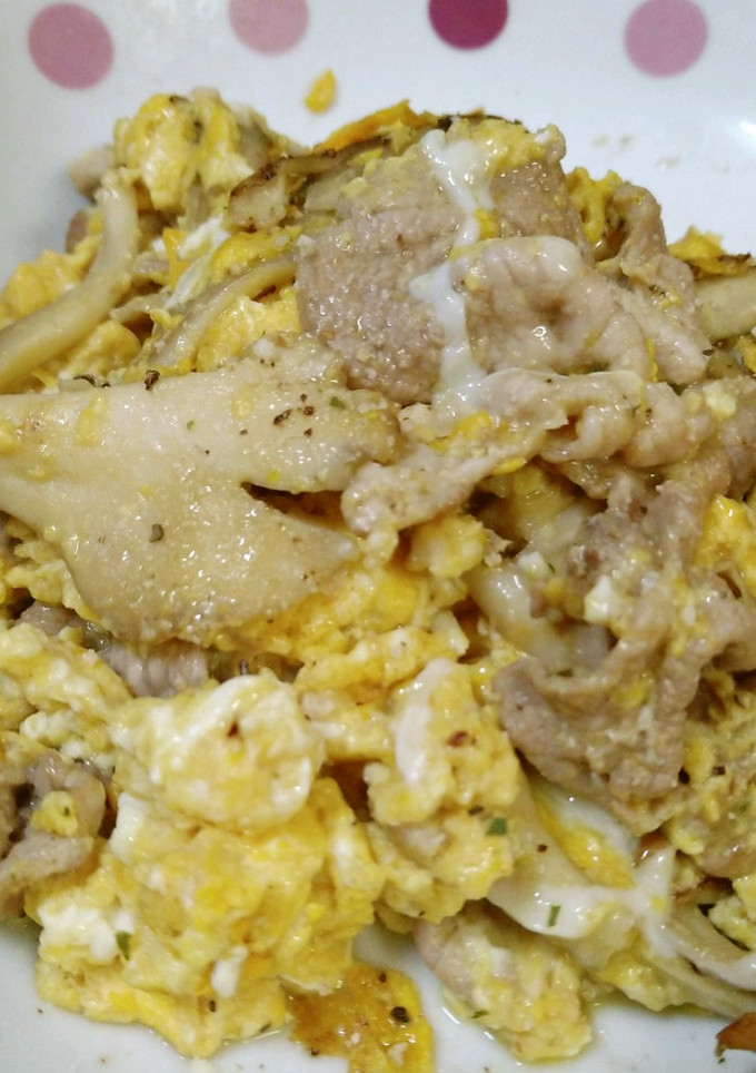 ３分あればOK！舞茸と豚肉の卵炒め-レシピのメイン写真
