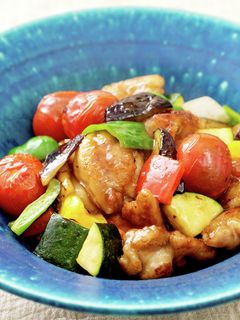 鶏肉と夏野菜の柚子唐甘酢炒め-レシピのメイン写真