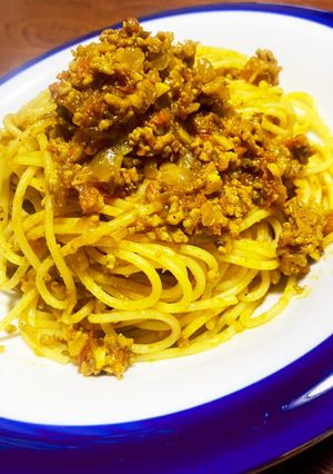 ひき肉とトマトのカレーパスタ-レシピのメイン写真
