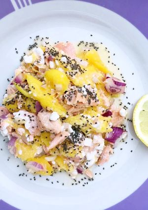 材料三つ★マンゴー＆サーモンサラダ-レシピのメイン写真