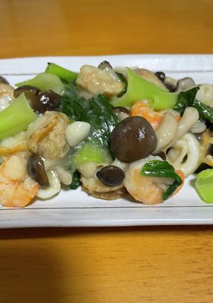 青梗菜とシーフードミックスの中華風炒め-レシピのメイン写真