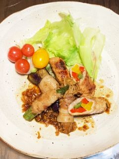 夏野菜♡肉巻き๑巻き๑しょうが焼き♪-レシピのメイン写真