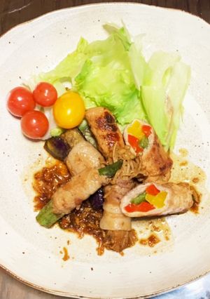 夏野菜♡肉巻き๑巻き๑しょうが焼き♪-レシピのメイン写真